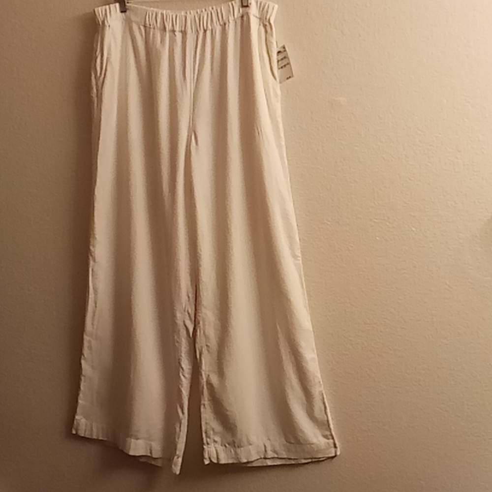Caslon White Linen Wide Leg Pants Relaxed Fit